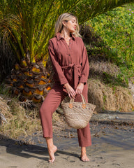 Astrid Baumwoll-Jumpsuit mit Taschen - Schokolade 