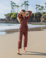 Astrid Cotton Pocketed Jumpsuit - Chocolate