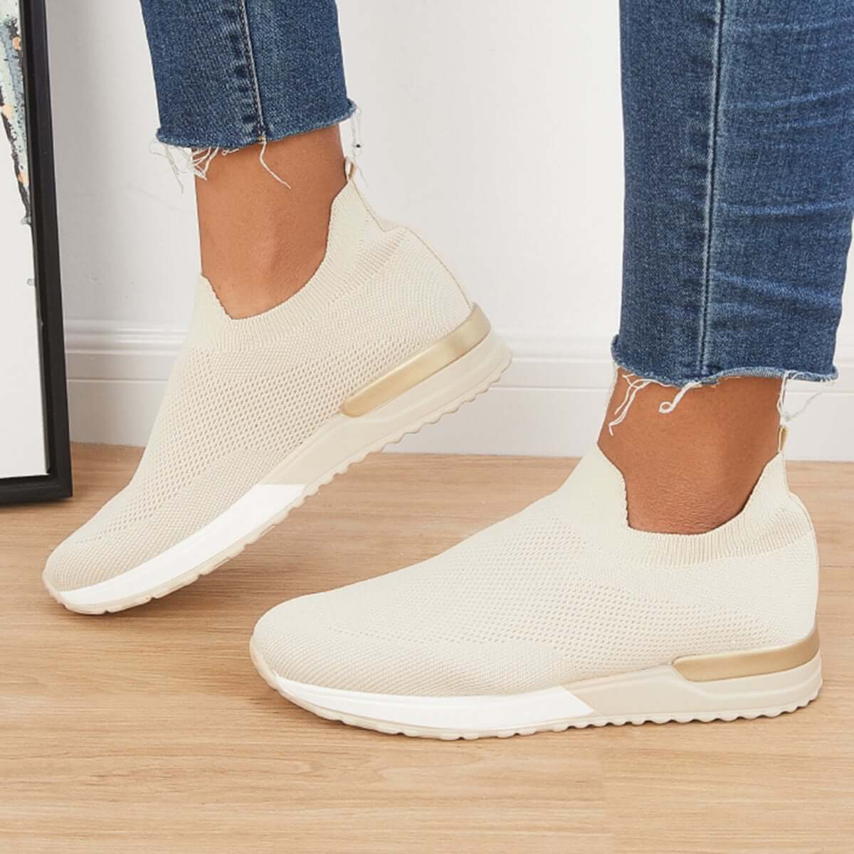 Breathable Mesh Knit Slip on Loafers Flat Walking Shoes