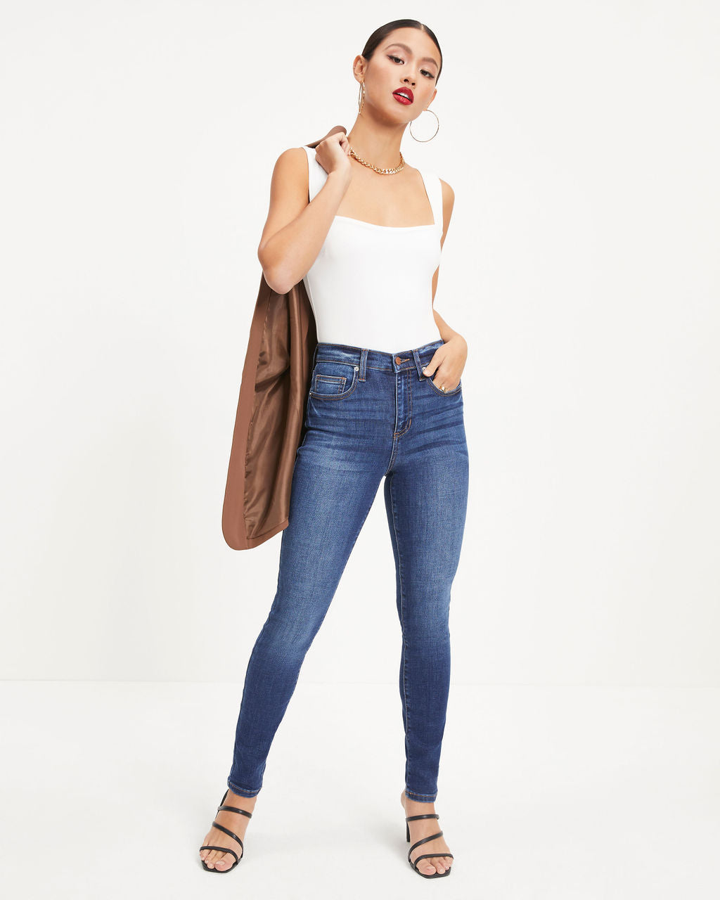 Kiana Mid Rise Stretch Slim Straight Jeans