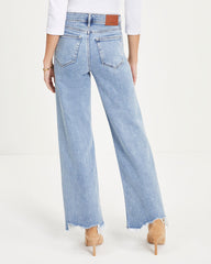 Mandy High Rise Stretch Frayed Wide Leg Jeans