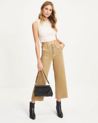 Layton High Rise Stretch Wide Leg Crop Jeans - Tan