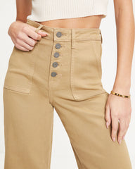 Layton High Rise Stretch Wide Leg Crop Jeans - Tan