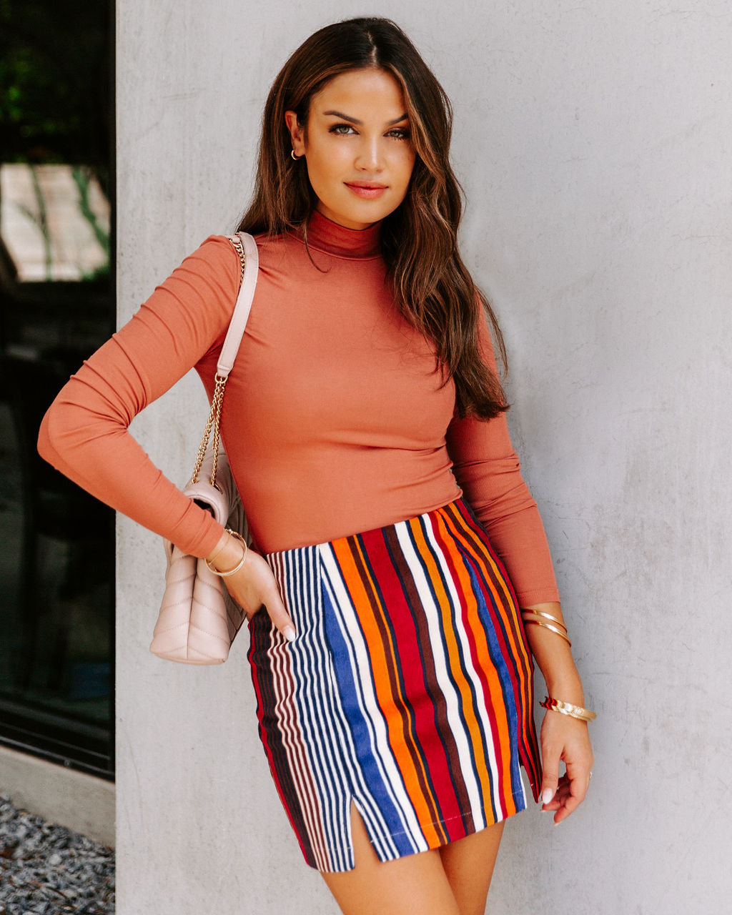 Chase Striped Corduroy Mini Skirt