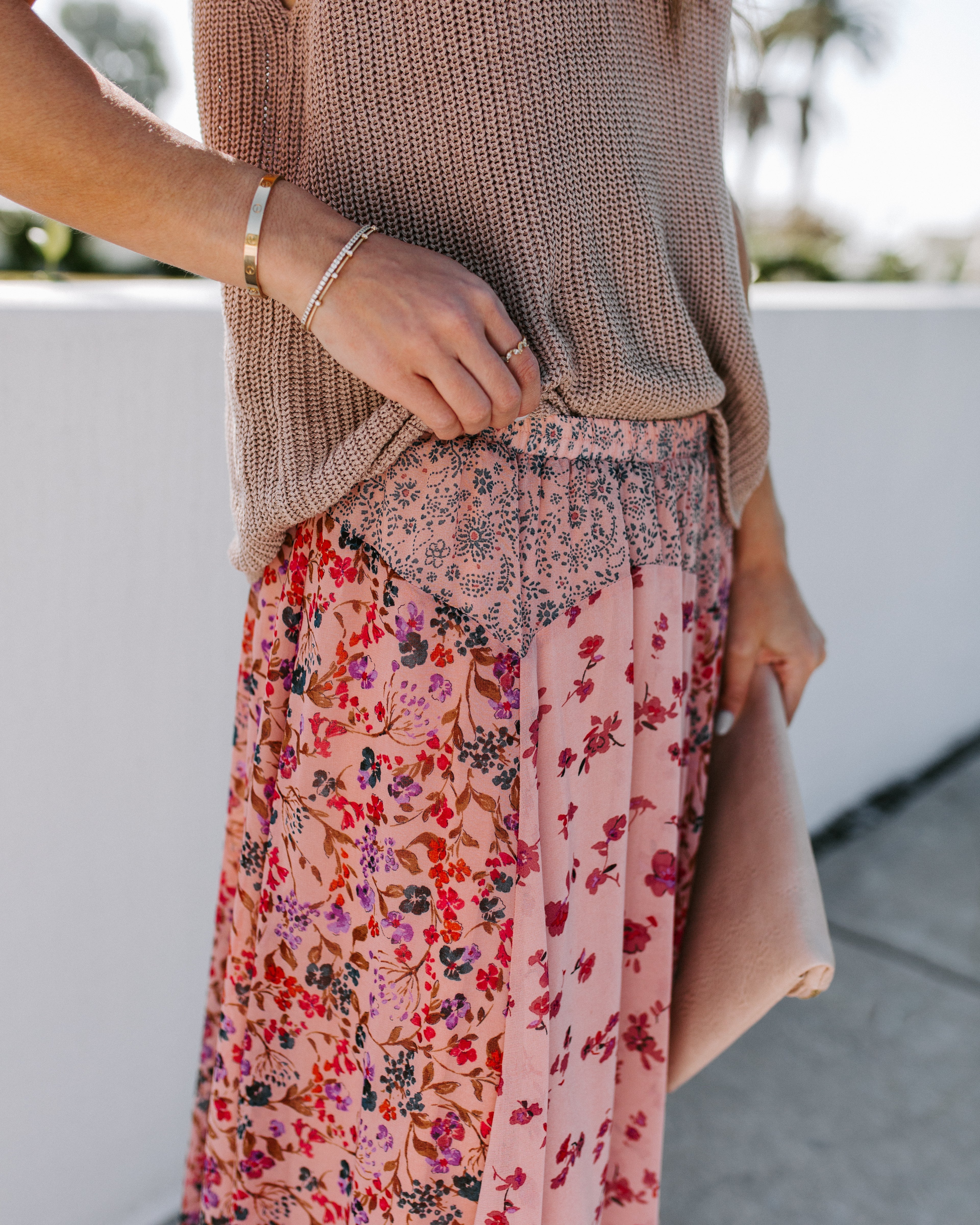 Featherweight Mix Print Floral Maxi Skirt