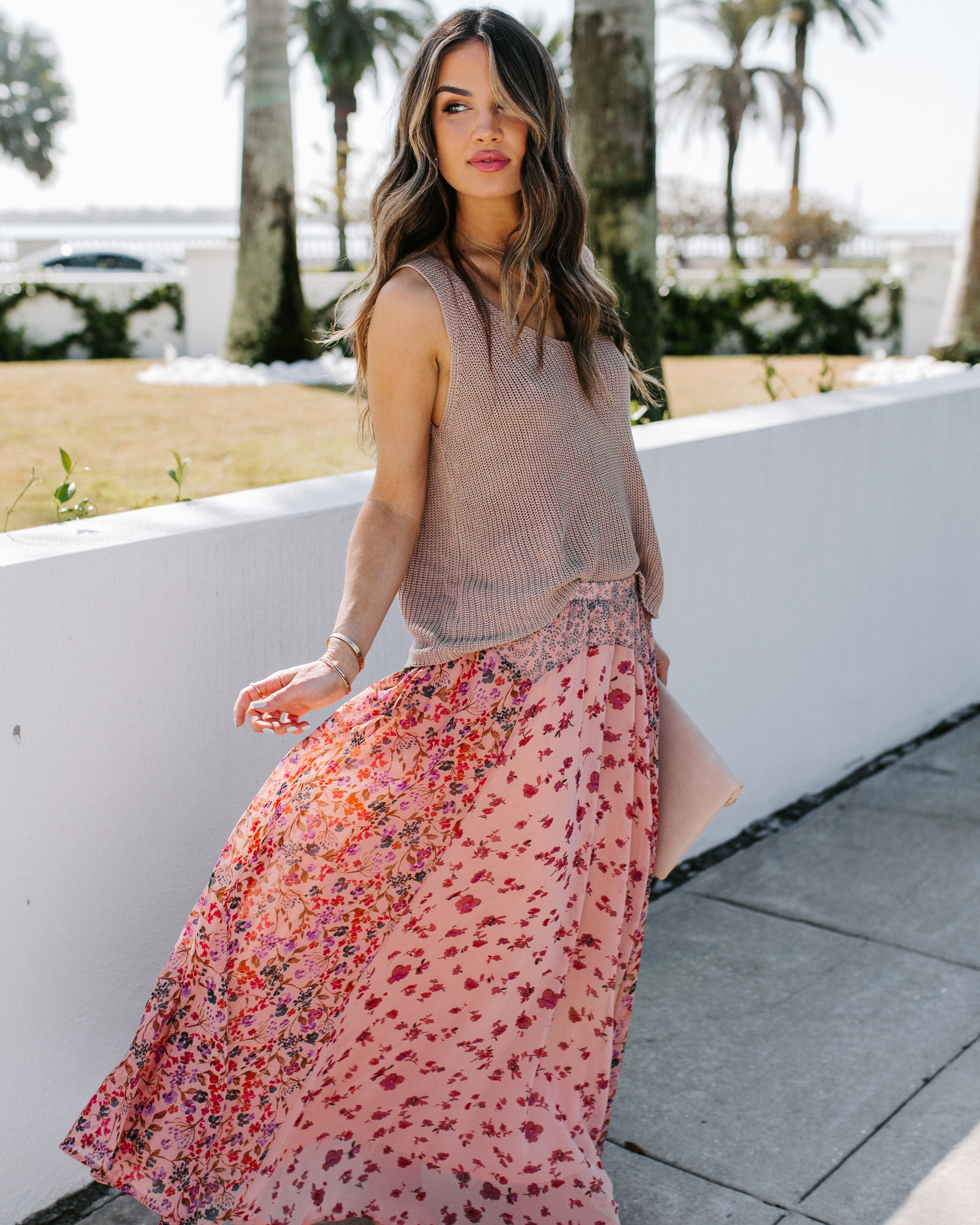 Featherweight Mix Print Floral Maxi Skirt