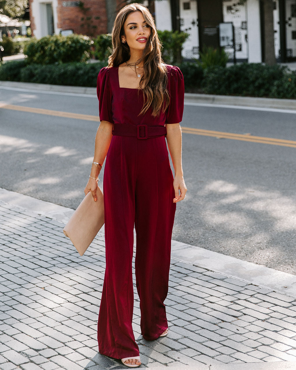 Avril Satin Belted Jumpsuit