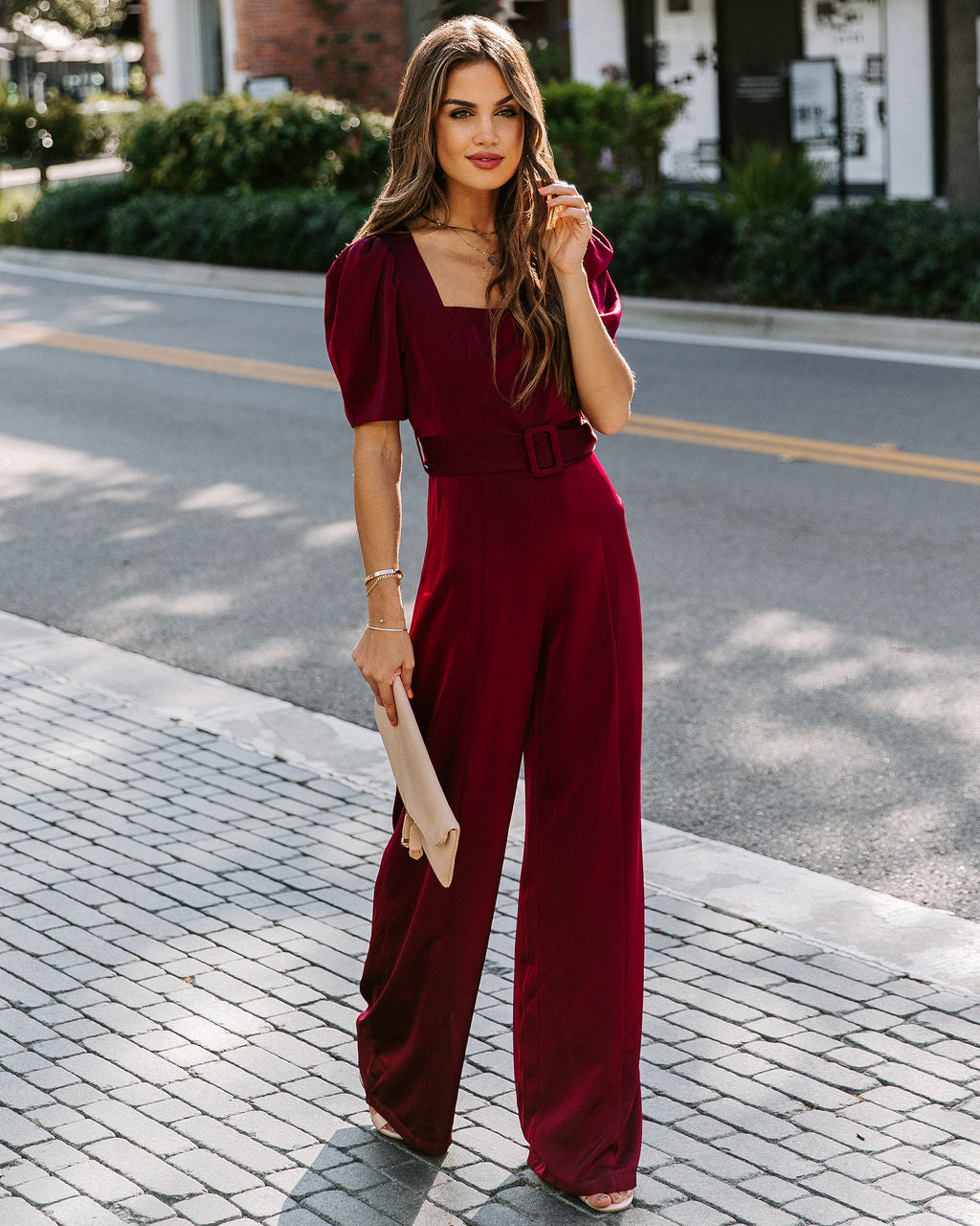 Avril Satin Belted Jumpsuit