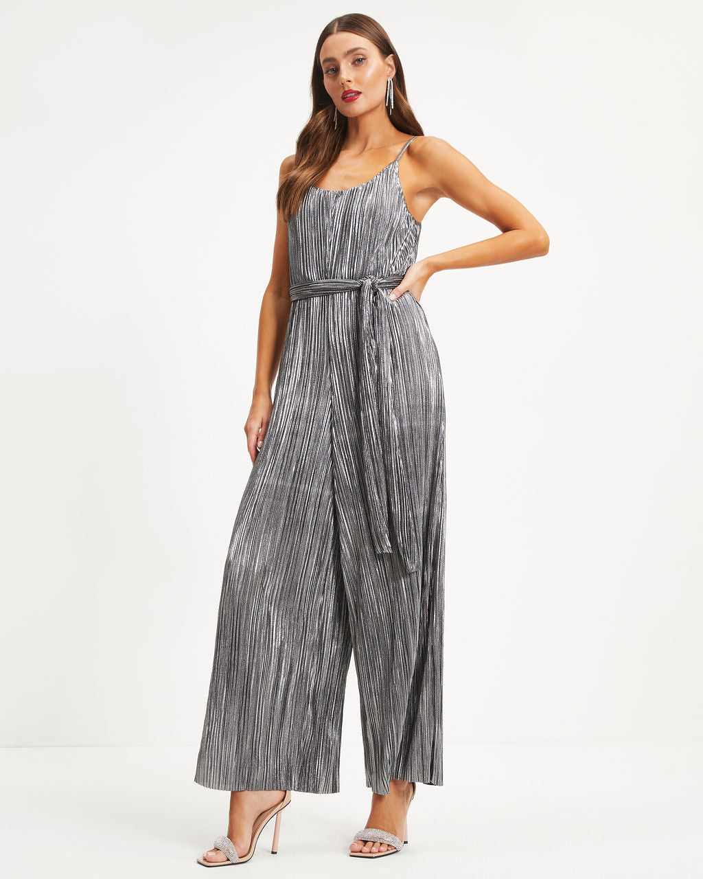 Beyond Infinity Metallic-Plissee-Jumpsuit - Rotguss 