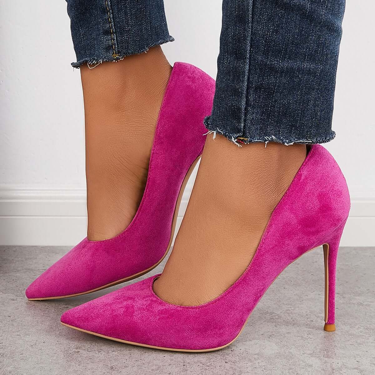 Classic Suede Pointed Toe Dress Pumps Stiletto High Heels