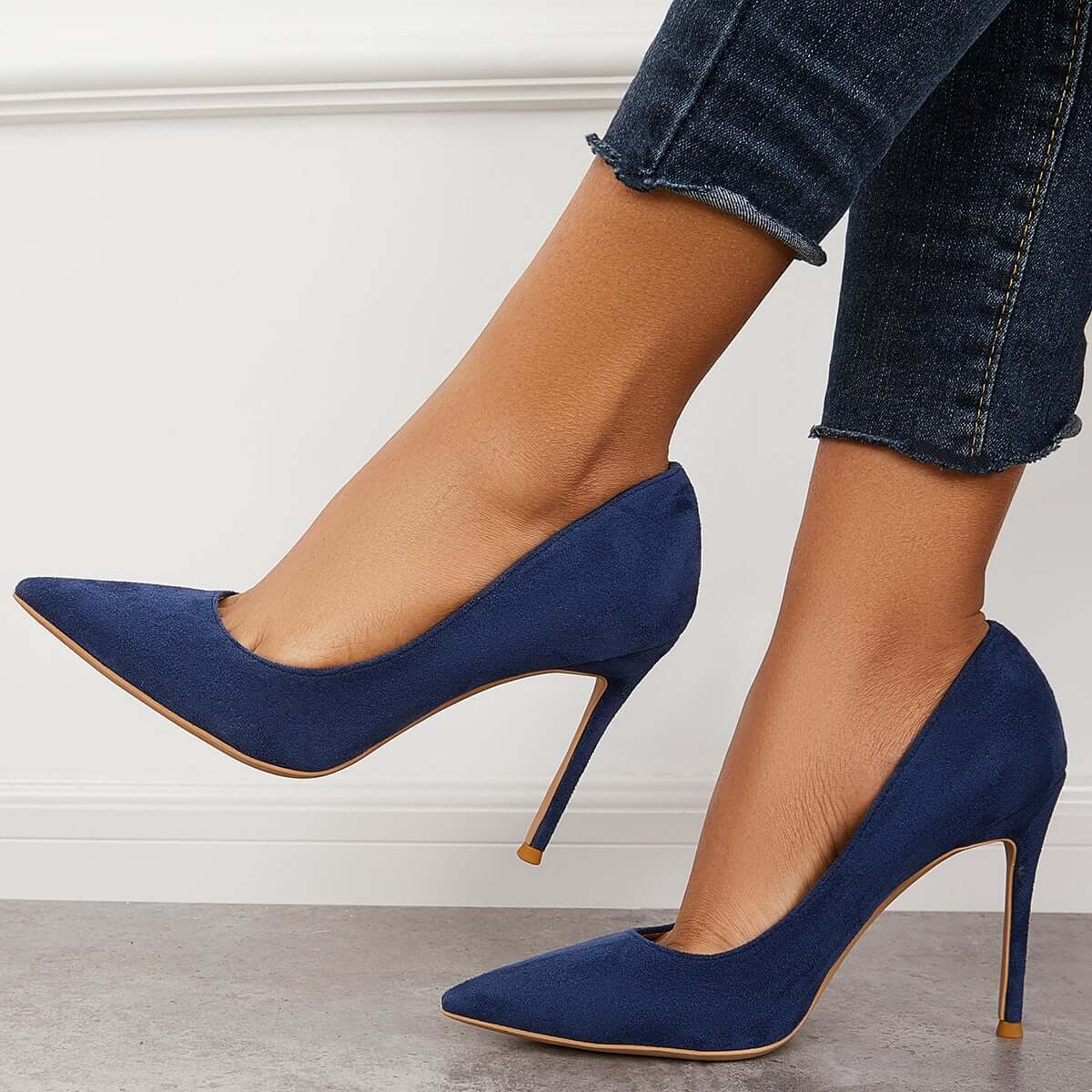 Classic Suede Pointed Toe Dress Pumps Stiletto High Heels