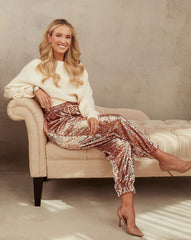 Blaze Pocketed Sequin Joggers - Bronze