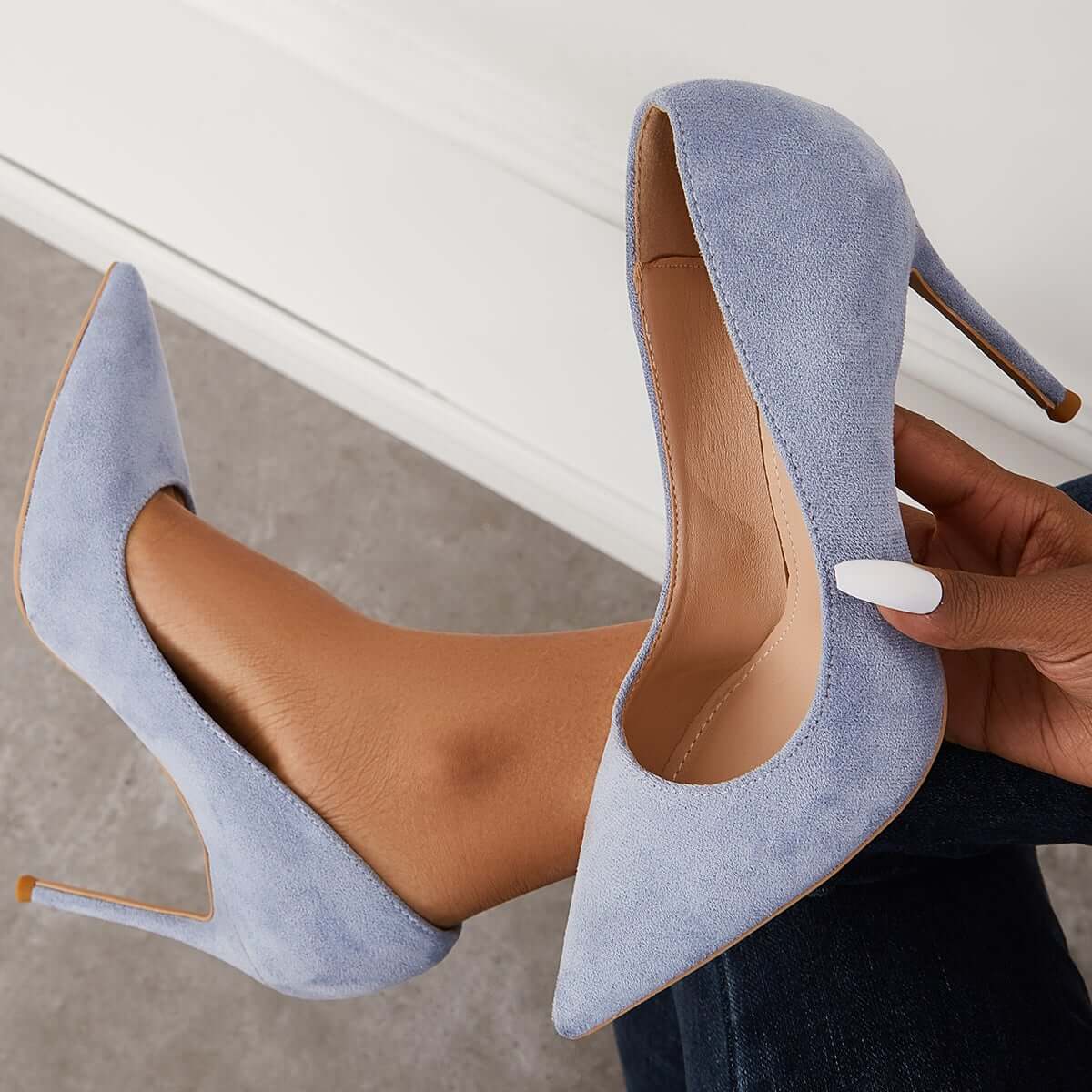 Classic Suede Pointed Toe Dress Pumps Stiletto High Heels