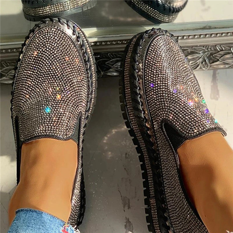 Casual Rhinestone Slip-on Loafers/ Sneakers