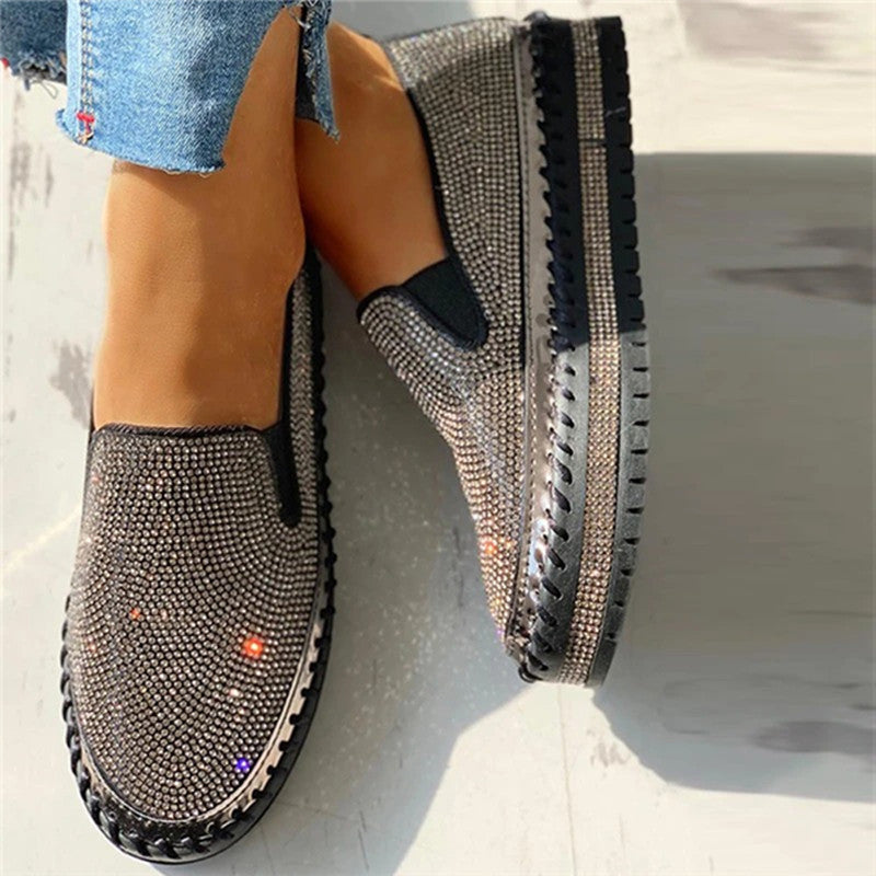 Casual Rhinestone Slip-on Loafers/ Sneakers