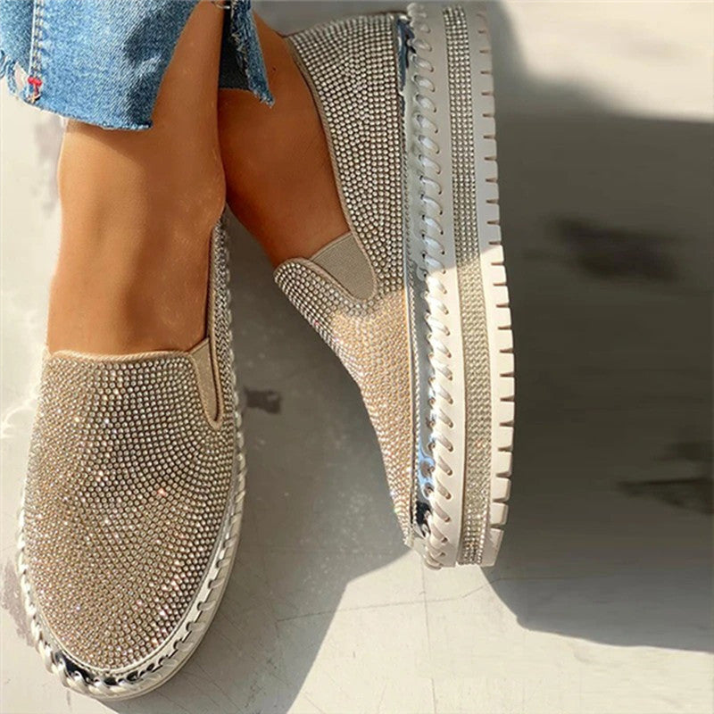 Casual Rhinestone Slip-on Loafers/ Sneakers