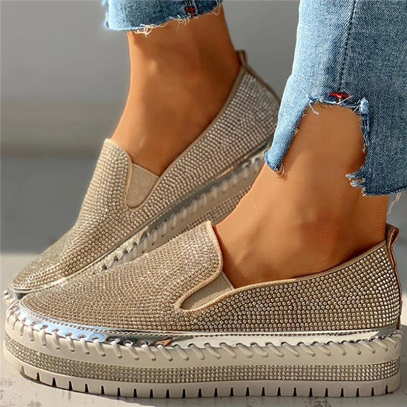 Casual Rhinestone Slip-on Loafers/ Sneakers