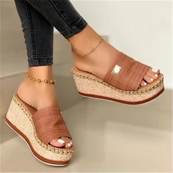 Braided Strap Slingbacks Wedge Heel Slippers