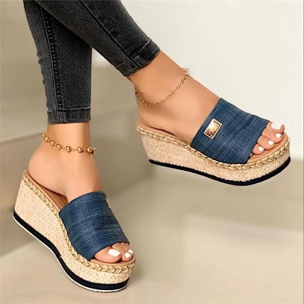 Braided Strap Slingbacks Wedge Heel Slippers