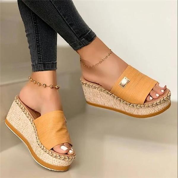 Braided Strap Slingbacks Wedge Heel Slippers