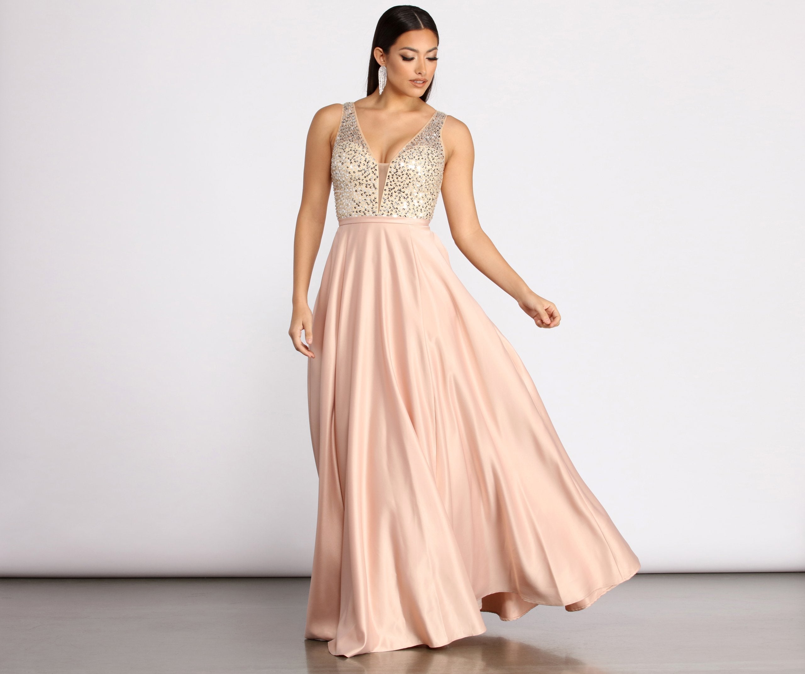 Adina Sequin and Satin Ball Gown Oshnow