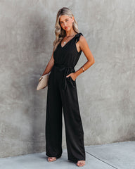 Adrienne Pocketed Satin Jumpsuit - Black