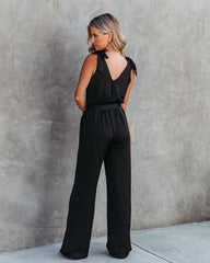 Adrienne Satin-Jumpsuit mit Taschen - Schwarz 