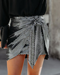 After Hours Sequin Tie Mini Skirt