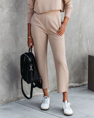 Airport Glam Cotton High Rise Pocketed Pants - Camel