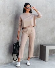 Airport Glam Cotton Mock Neck Long Sleeve Top - Camel