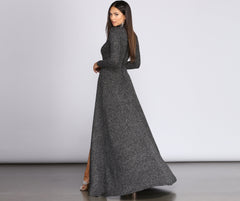 Alessandra Formal High Slit Glitter Dress Oshnow