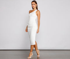 Alessandra Formal One Shoulder Midi Dress Oshnow