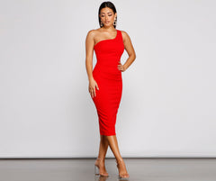 Alessandra Formal One Shoulder Midi Dress Oshnow