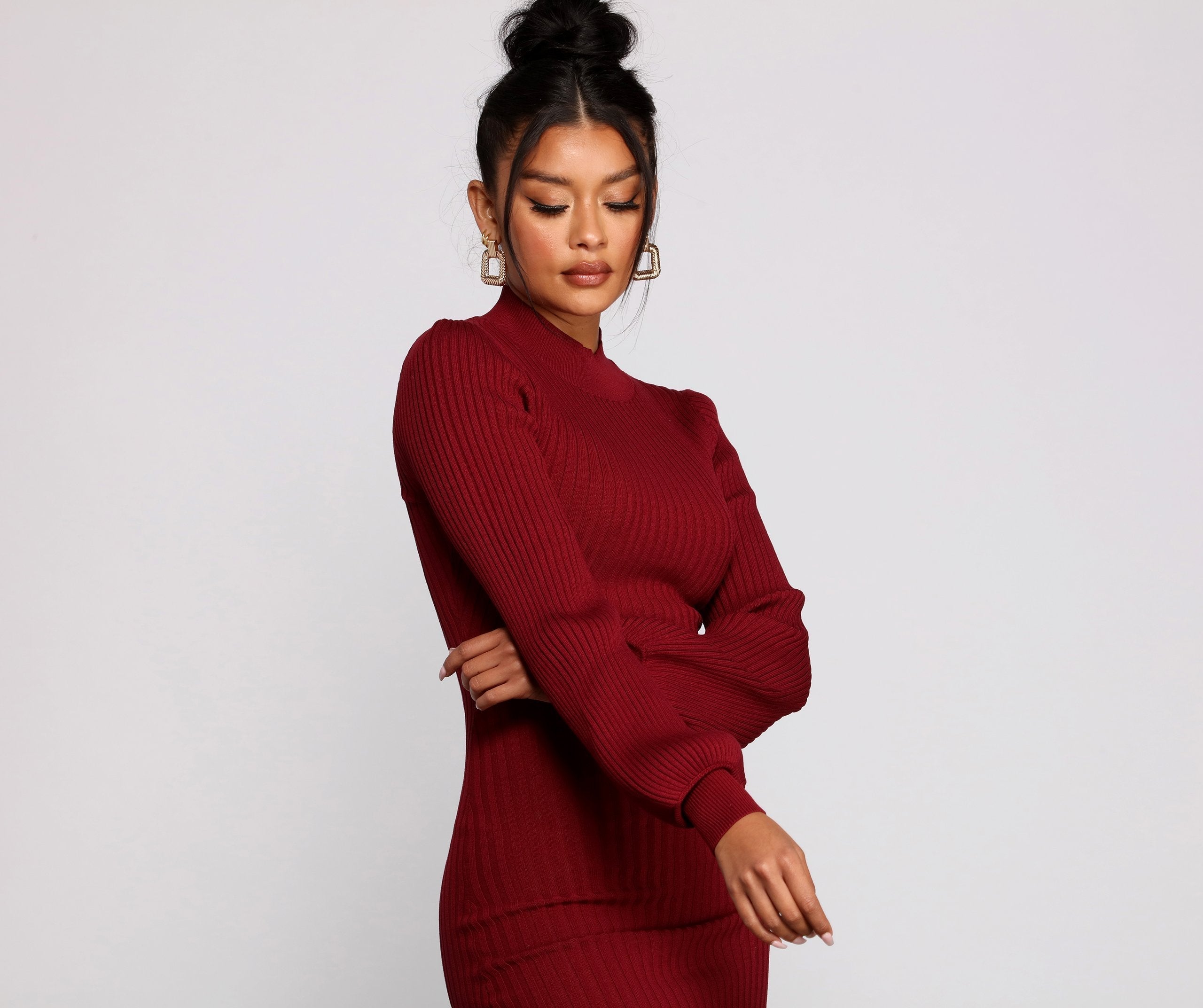 All Dolled Up Ribbed Knit Mini Dress Oshnow