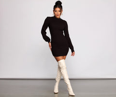 All Dolled Up Ribbed Knit Mini Dress Oshnow