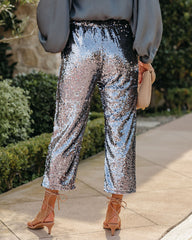 All Ritz Pocketed Sequin Crop Pants - Charcoal