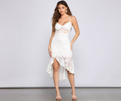 Alluring Beauty Sheer Lace Midi Dress Oshnow