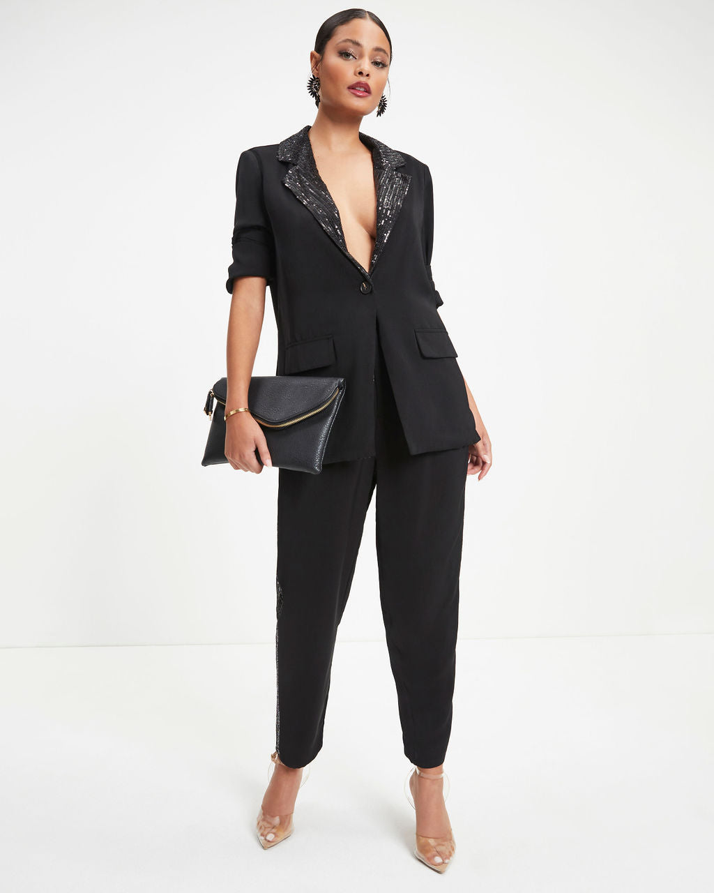 Always A Party – Hose mit Pailletten und kontrastierenden Taschen - Schwarz 