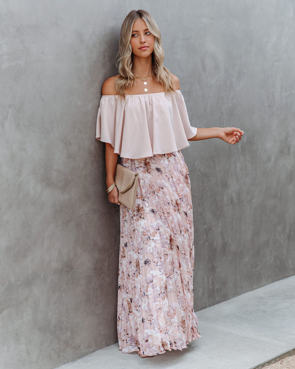 Andreja Floral Pleated Maxi Skirt