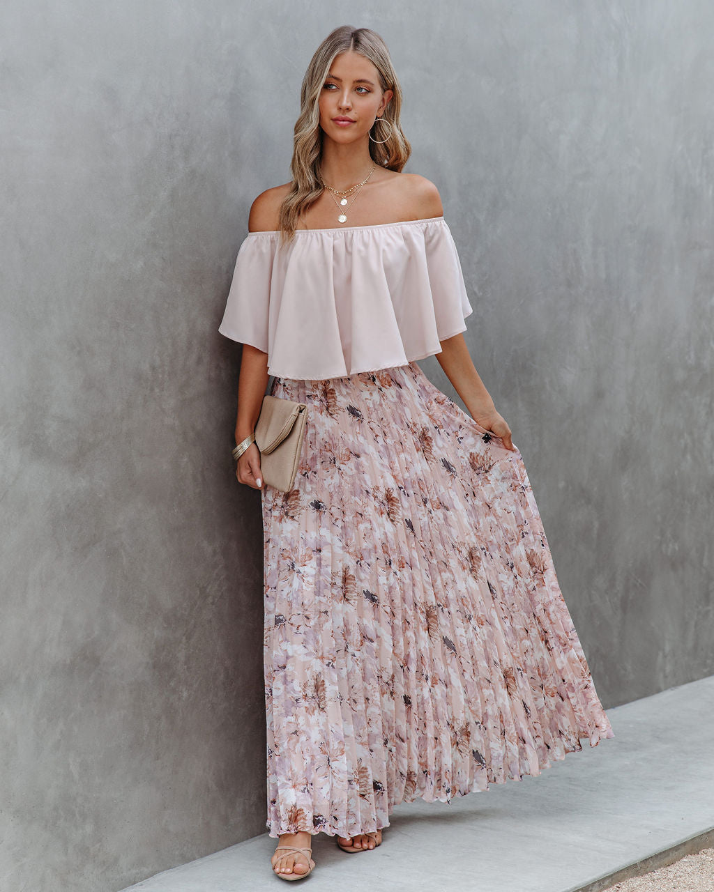 Andreja Floral Pleated Maxi Skirt