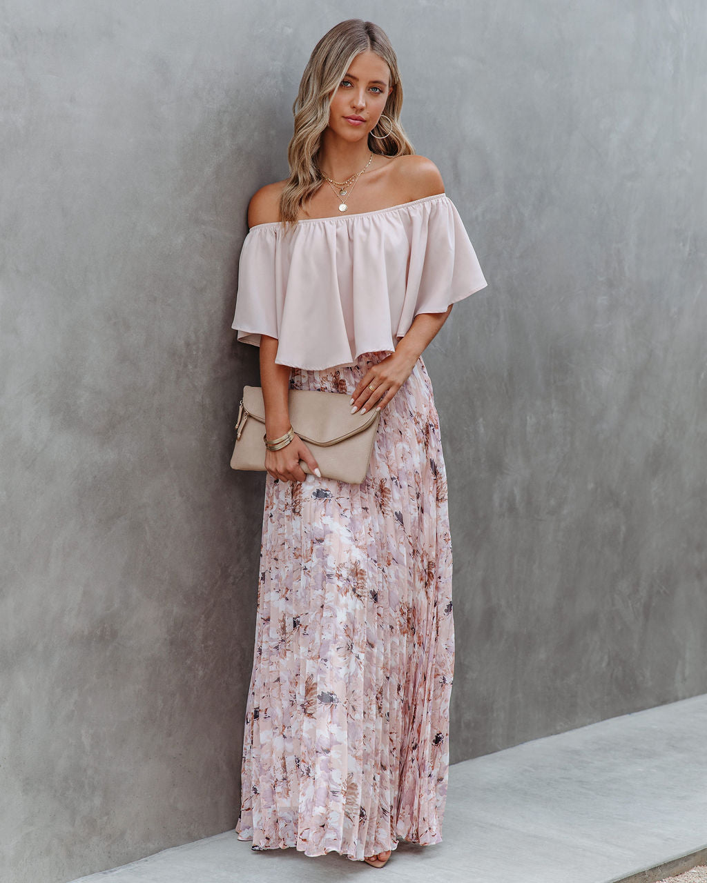 Andreja Floral Pleated Maxi Skirt