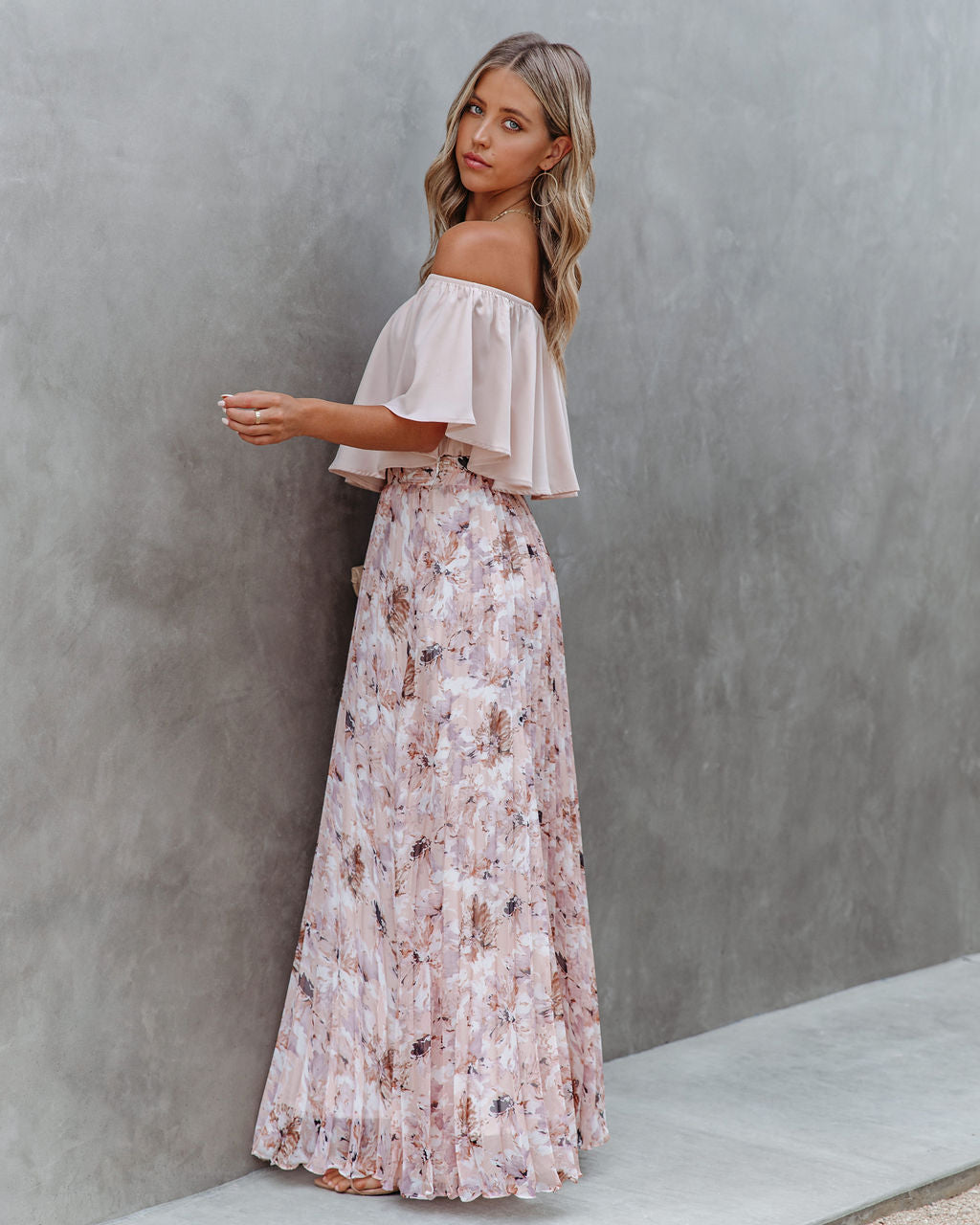 Andreja Floral Pleated Maxi Skirt