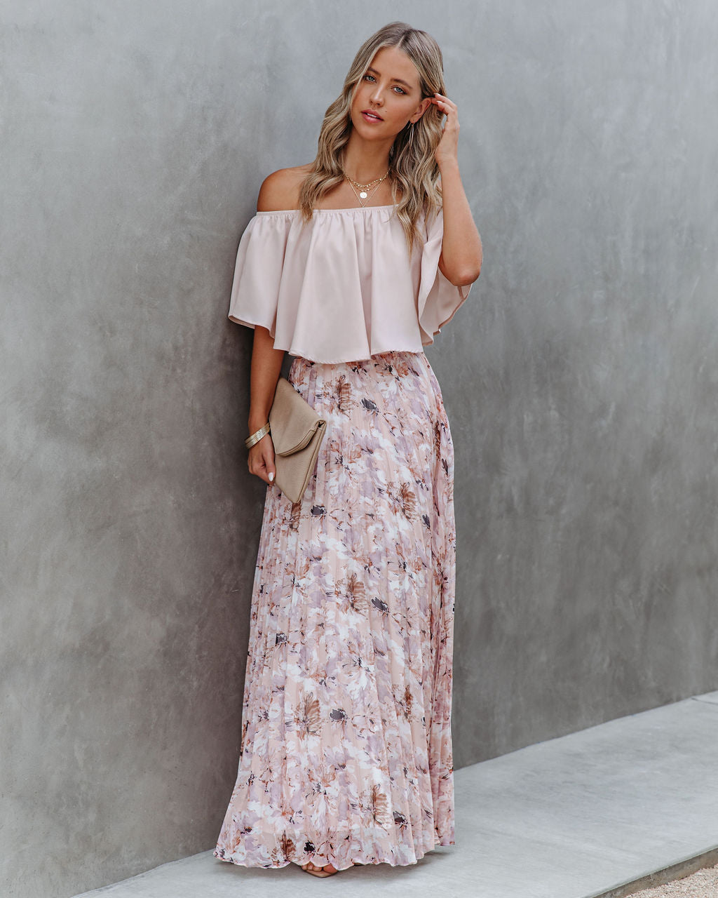 Andreja Floral Pleated Maxi Skirt