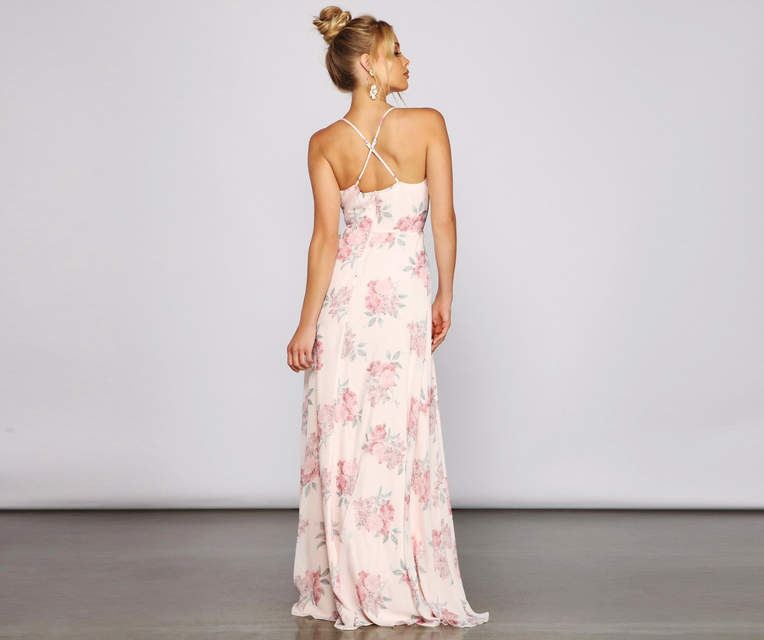 Anna Floral Chiffon A-Line Dress Oshnow