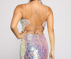 Ariel Formal Iridescent Sequin Dress Oshnow