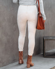 Leggings de ante sintético de tiro alto Arlette - Beige 