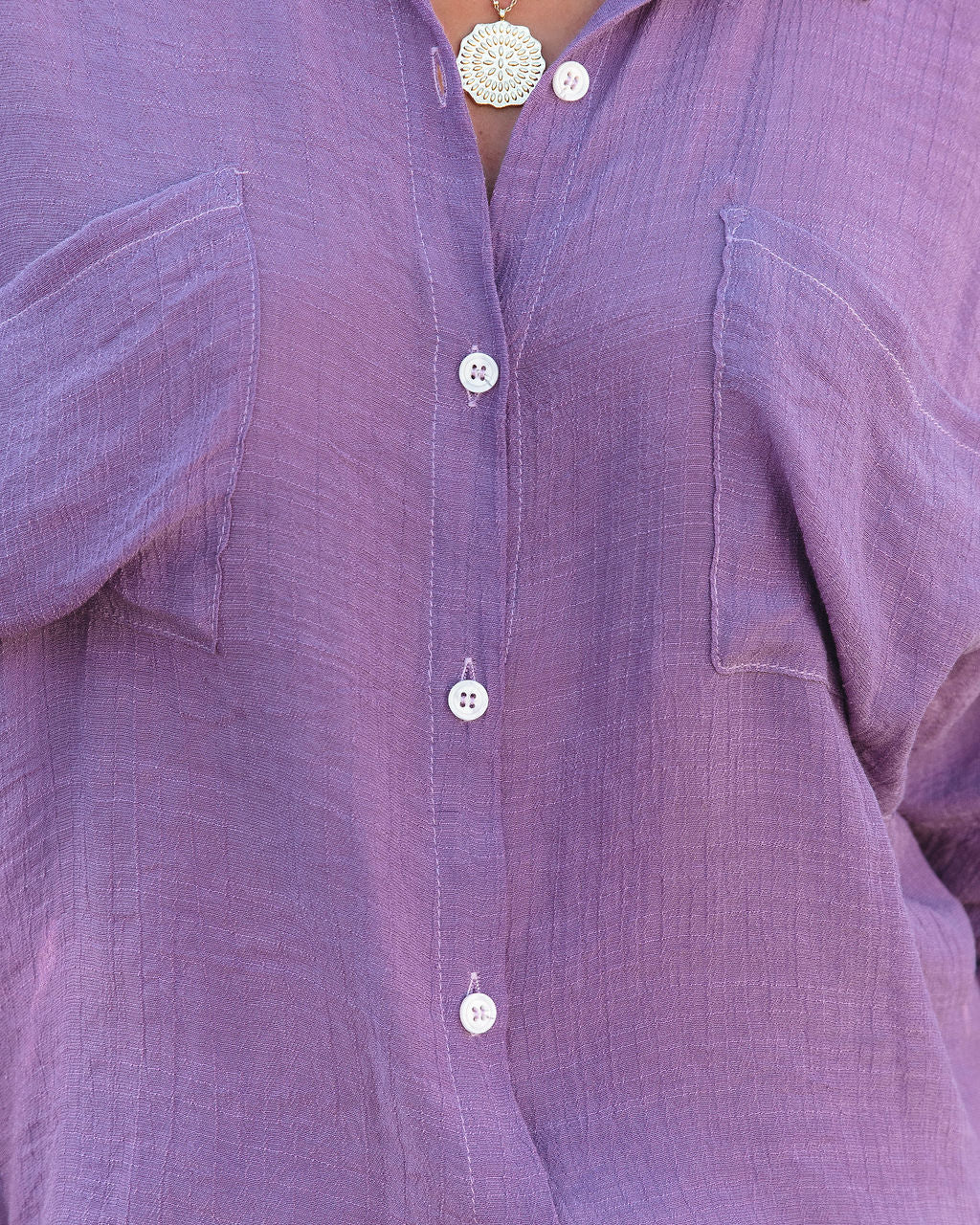 Asana Woven Button Down Top - Purple Oshnow