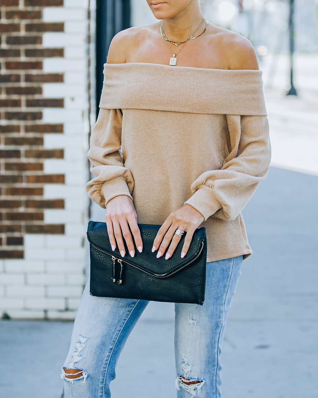 Ashby Off The Shoulder Knit Top - Maple Oshnow