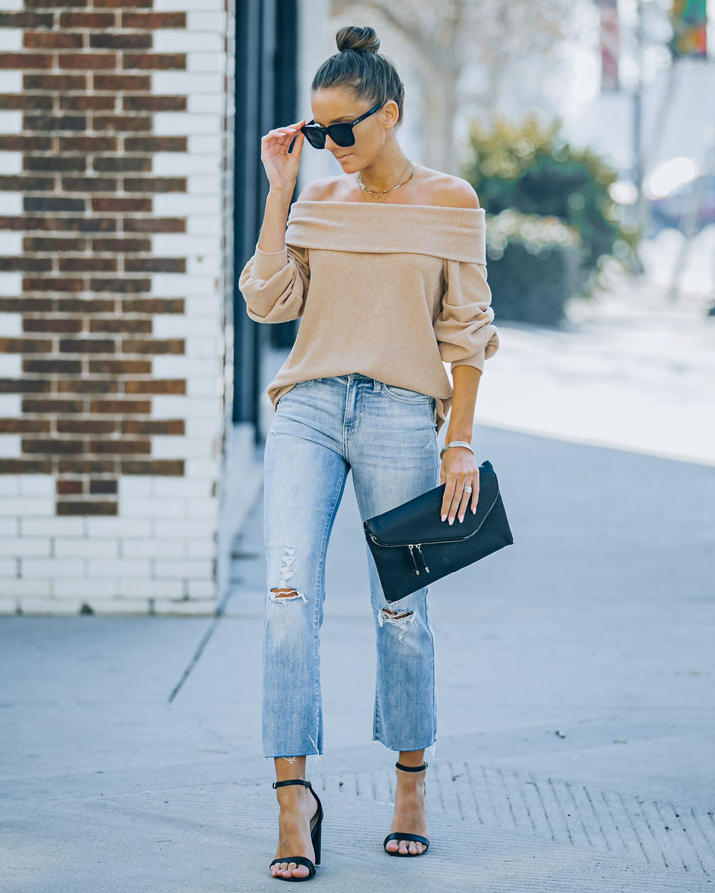 Ashby Off The Shoulder Knit Top - Maple Oshnow