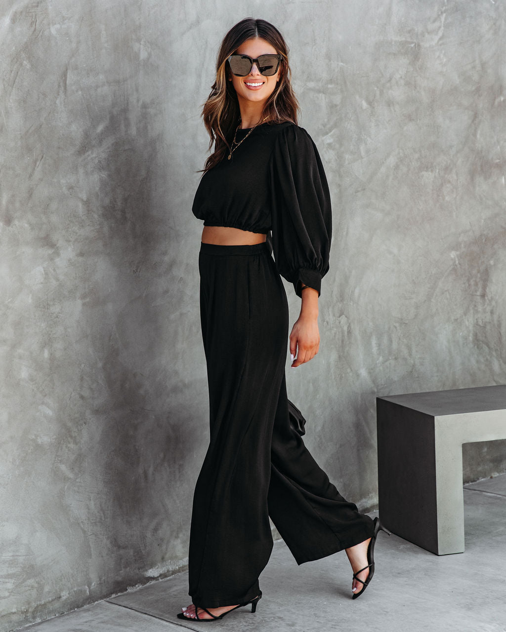 Attention Please Pocketed Wide Leg Pants - Black